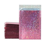 10 UNIDS Bolsas de Regalo de Maquillaje Metálico Colorido Glamour Embalaje Colorido Bolsas de Envío de Burbujas Bolsas de Envío Postales Sobres de Burbujas-Láser Rosa,15x18cm