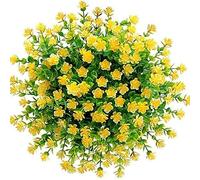 10 unids flores artificiales Faux plástico verdor arbustos falsos plantas artificiales Artificial Ramo for colgar Sampana Centros de boda Decoración(Giallo)