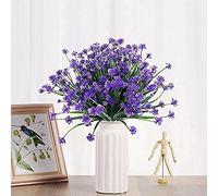10 unids flores artificiales Faux plástico verdor arbustos falsos plantas artificiales Artificial Ramo for colgar Sampana Centros de boda Decoración(Purple)