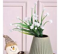 10 unids flores artificiales Faux plástico verdor arbustos falsos plantas artificiales Artificial Ramo for colgar Sampana Centros de boda Decoración(Bianco)