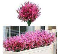 10 unids flores artificiales mejorado lavanda 7 cabezas flores falsas flores de plástico al aire libre resistente al aire libre vegetación decoración for el hogar jardín patio(Pink)