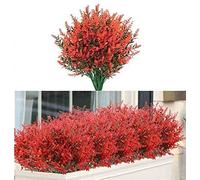 10 unids flores artificiales mejorado lavanda 7 cabezas flores falsas flores de plástico al aire libre resistente al aire libre vegetación decoración for el hogar jardín patio(Red-orange)