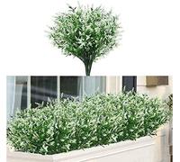 10 unids flores artificiales mejorado lavanda 7 cabezas flores falsas flores de plástico al aire libre resistente al aire libre vegetación decoración for el hogar jardín patio(Bianco)