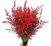 10 unids flores artificiales mejorado lavanda 7 cabezas flores falsas flores de plástico al aire libre resistente al aire libre vegetación decoración for el hogar jardín patio(Rosso)