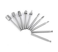 10 unids fresas rotativas de carburo de tungsteno SET fresas de acero de alta velocidad archivos rotatorios conjunto de herramientas de talla de madera 1 / 8inch vástago