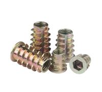 10 unids/lote 1/4-20UNC 5/16-18UNC 3/8-16UNC hilo de aleación de Zinc for tuerca de inserción de madera con brida cabeza hexagonal tuercas for muebles(1-4-20UNC,Length 15mm)