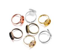 10 unids/lote 10 12 14 16 18 20 25 mm ajustable anillos en blanco base cabujón de cristal cameo ajuste bandeja anillo para joyas que hacen suministrosútil y de moda