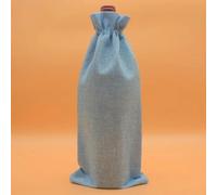 10 unids/lote 15x35cm Navidad Año Nuevo Fiesta Champán Vino Tinto Cordón Lino Botella de Vino Bolsas de Embalaje Decoración Regalo-azul claro-15x35cm lino