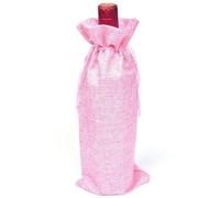 10 unids/lote 15x35cm Navidad Año Nuevo Fiesta Champán Vino Tinto Cordón Lino Botella de Vino Bolsas de Embalaje Decoración Regalo-rosa-15x35cm lino