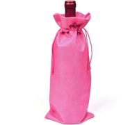 10 unids/lote 15x35cm Navidad Año Nuevo Fiesta Champán Vino Tinto Cordón Lino Botella de Vino Bolsas de Embalaje Decoración Regalo-rosa-15x35cm lino