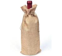 10 unids/lote 15x35cm Navidad Año Nuevo Fiesta Champán Vino Tinto Cordón Lino Botella de Vino Bolsas de Embalaje Decoración Regalo-cáñamo oscuro-15x35cm lino