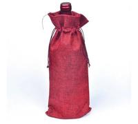 10 unids/lote 15x35cm Navidad Año Nuevo Fiesta Champán Vino Tinto Cordón Lino Botella de Vino Bolsas de Embalaje Decoración Regalo-vino rojo-15x35cm lino