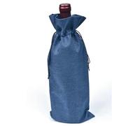 10 unids/lote 15x35cm Navidad Año Nuevo Fiesta Champán Vino Tinto Cordón Lino Botella de Vino Bolsas de Embalaje Decoración Regalo-Azul Marino-15x35cm Lino
