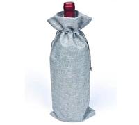 10 unids/lote 15x35cm Navidad Año Nuevo Fiesta Champán Vino Tinto Cordón Lino Botella de Vino Bolsas de Embalaje Decoración Regalo-Gris-15x35cm Lino