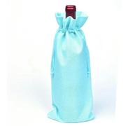 10 unids/lote 15x35cm Navidad Fiesta de Año Nuevo Champán Vino Tinto Cordón Lino Botella de Vino Bolsas de Embalaje Decoración Regalo- azul-15x35cm lino