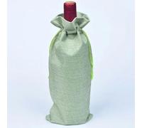 10 unids/lote 15x35cm Navidad Fiesta de Año Nuevo Champán Vino Tinto Cordón Lino Botella de Vino Bolsas de Embalaje Decoración Regalo-Verde Claro-15x35cm Lino