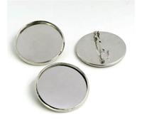 10 unids/lote 25mm 5 colores plateado broche estilo camafeo configuración cabujón Base latón cobre bandeja en blanco(Dia 14mm)