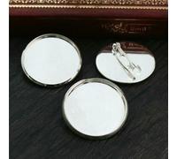 10 unids/lote 25mm 5 colores plateado broche estilo camafeo configuración cabujón Base latón cobre bandeja en blanco(30mm)