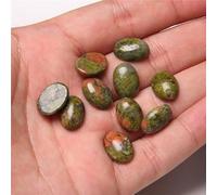 10 unids/lote cabujón de piedra natural 8-25MM Ojo de tigre camafeo ovalado ajuste DIY anillo pendiente pulsera collar fabricación de joyas hallazgo-NO.7 Unakite, 8x10mm