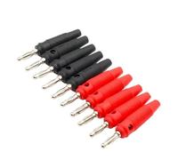 10 unids/lote conector Banana apilable lateral sin soldadura rojo y negro de 4mm
