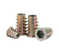 10 unids/lote hilo de aleación de Zinc compatible tuerca de inserción de madera cabeza hexagonal con brida tuercas compatible muebles M4 M5 M6 M8(M6x20mm x10pcs)