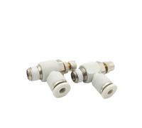 10 unids/lote JSC Mini válvula de flujo M5 M6 1/8 1/4 3/8 1/2 válvula de ajuste ajustable codo neumático accesorio de tubería de aire