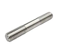 10 unids/lote varilla roscada de doble extremo de acero inoxidable perno prisionero de barra roscada de doble cabeza M6 * 20-200(50mm)