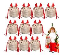 10 Unids Navidad Reno Caramelo Bolsa De Regalo Terciopelo Santa Sacos Bolsa con Cordón Decoración De Navidad Niños Regalo Fiesta Año Nuevo Regalo-Rojo,China