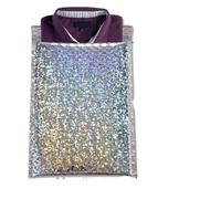 10 unids/paquete de papel de aluminio con burbujas, embalaje de pestañas coloridas, bolsa de mensajería autoadhesiva para regalo, sobres de envío acolchados, láser plateado, 23x30cm
