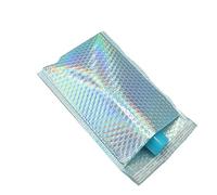 10 UNIDS Paquete De Regalo De Burbuja Metálica Embalaje De Regalo Glamour Colorido Tonos Plateados Cojín De Papel De Aluminio Sobres De Envío Acolchados-Arco Iris-20x28cm