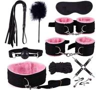 10 UNIDS Rosa Restricciones Separadores Barra Piernas y Manos Juego de Sexual Muslo Muñeca Tobillo Correas Esposas para Adultos Restricciones de Cama para Cama Sexual Correas