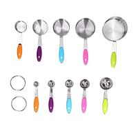 10 unids/set de cuchara taza medidora de acero inoxidable con mango de silicona herramienta para hornear para el hogar