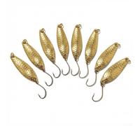 10 unids Spinner cuchara señuelos de pesca de metal con ganchos para lubina trucha agua dulce aparejos de pesca plata y oro colores 3 cm a 4 cm (5,5 g dorado)
