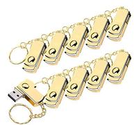 [10 Unindades] Memoria USB 2.0 de 64GB Pendrive, Metal con Llavero (Oro)