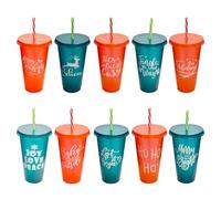 10 vasos de bebidas navideñas, 700 ml, vasos rojos con letras para fiestas, vaso navideños para niños, vaso decorativos de Navidad para fiestas, artículos para bebidas