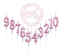 10 velas de cumpleaños 0-9 para tartas + letra de ¡feliz cumpleaños¡ con purpurina, número velas digitales para bodas (oro rosa)