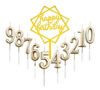 10 velas de cumpleaños número 0-9 + 1 carta de feliz cumpleaños con purpurina para decoración de pasteles, número de velas digitales para fiestas de cumpleaños, bodas