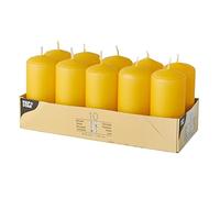 10 velas de pilar de 40 mm de diámetro, 90 mm, amarillo dorado y amarillo