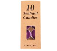 10 velas de té de 2 horas de combustión, color arcoíris, velas de té sin perfume, color morado