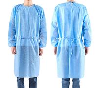 10 vestidos de aislamiento PCS desechables para adultos, manga larga, vestido de protección para cuello y cinturón.