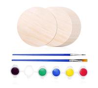 10 virutas de madera de 10 cm, 1 juego de herramientas de pintura, virutas de madera vacía, tablas de madera cortables, discos de madera pulidos, tablas de madera para tallar para manualidades,