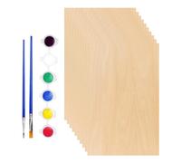 10 virutas de madera hechas a mano, 1 juego de herramientas de pintura, tablas de madera para manualidades, virutas de madera para pintar, virutas de madera cortables, decoración de virutas de madera