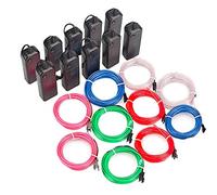 10 X 1 Metros EL Wire Mixtooltoys luz de neón El alambre paquete de la batería para las Partes, con la caja de la batería Kit con 3 modos (Multi-color)