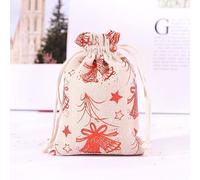 10 x 14 cm, 10 unidades de sacos de Navidad de Papá Noel, bolsas de lino con cordón, bolsas de regalo para disfraz de Papá Noel y campana decorativa X-Mas