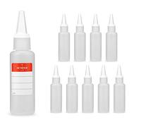 10 x 50 ml frascos de plástico, botellas de plástico de polietileno de alta densidad con tapa con cuentagotas o gotero, frascos vacíos para p.ej. e-líquidos / cigarrillos electrónicos, aceites o descongelantes, resistentes a químicos