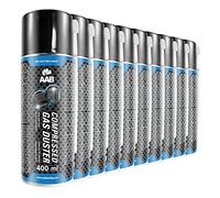 10 x AAB Botella de Aire Comprimido 400ml para Limpiar Teclados, Ordenadores, Copiadoras, Cámaras y Otros Equipos Eléctricos | Soplador de Aire | Ideal para la Eliminación de Polvo | Spray Limpiador
