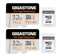 [10 x Alta Resistencia] Gigastone Tarjeta de Memoria Micro SD 32GB MLC Paquete de 2, 4K Video, Cámara de Seguridad y Vigilancia, Compatible con Cámara de Tablero, 95MB/s, U3 C10