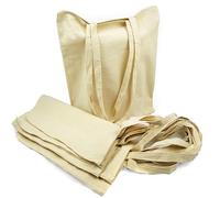 10 x Bolsa algodón natural 41 x 37 cm. Asas largas