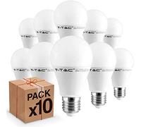 10 x Bombillas LED V-Tac E27, 9W, bombilla A60-806 lúmenes, 6400K (blanco frío)