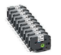 10 x Compatibles DYMO LETRATAG 91201 91221 NEGRO / BLANCO CINTA ROTULADORA S0721610